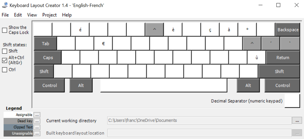 QWERTY Keyboard Layout for French (Windows)